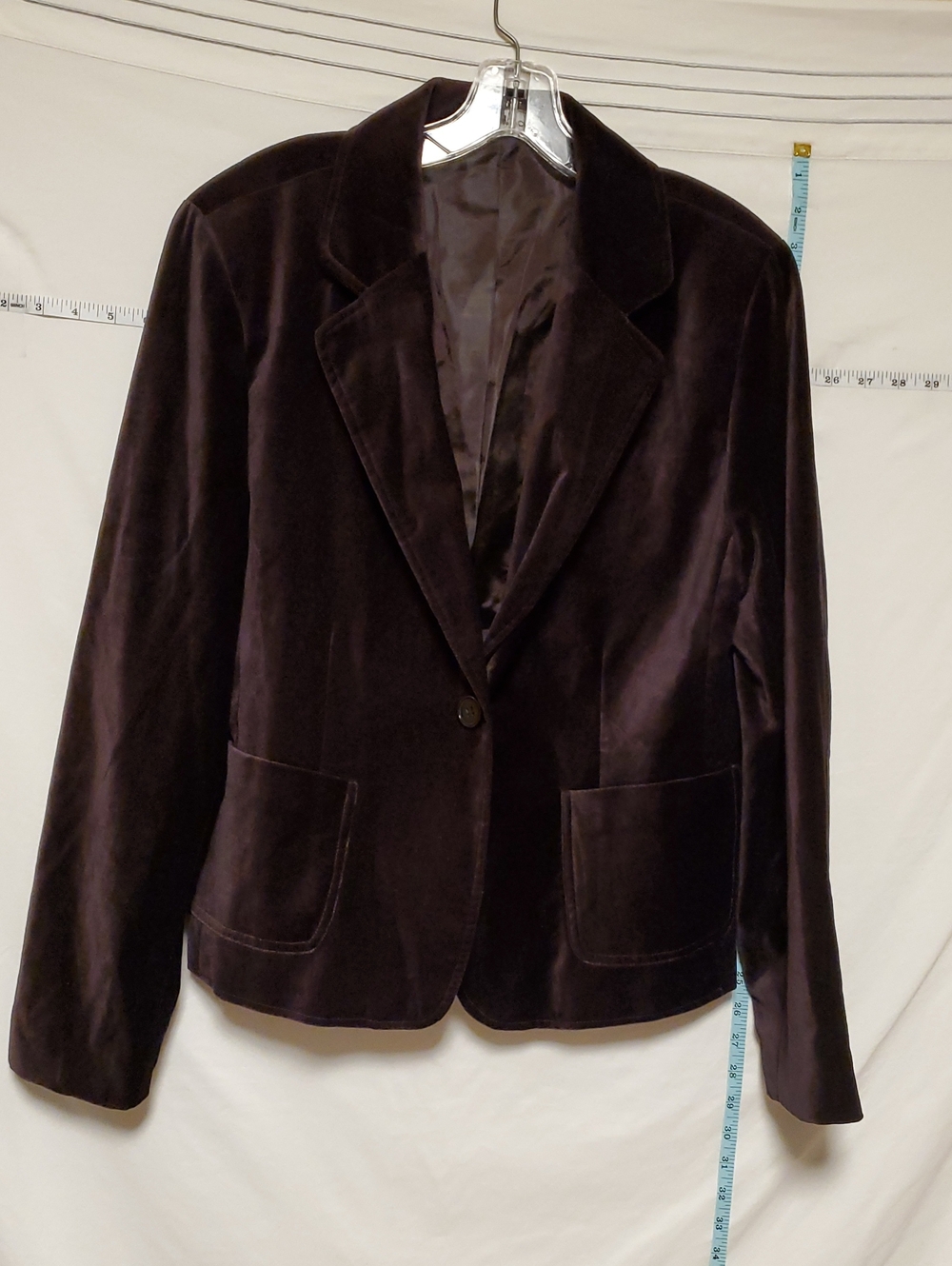 Briggs Dark Brown Esoresso Velvet Single Button Blazer Sz 16 Luxury Fall Capsule